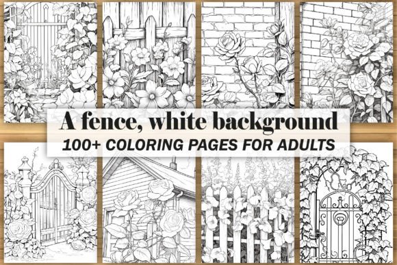 A Fence, White Background Coloring Book Graphic Coloring Pages & Books Adults By C F Designer AH