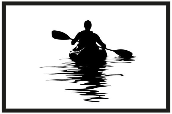 A Silhouette of a Man in a Kayak Gráfico Ilustraciones Imprimibles Por N-paTTerN