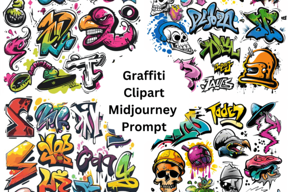 Ai Prompt for Graffiti Clipart Graphic Illustrations By Retro Prince