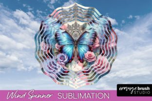 Butterfly Wind Spinner Sublimation PNG Graphic Crafts By Orange Brush Studio