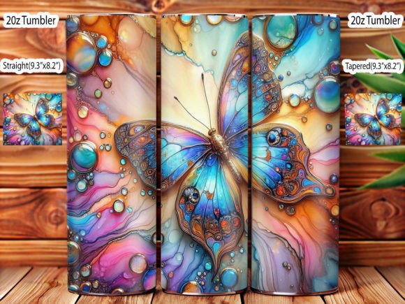 Butterfly on Shiny & Rainbow Tumbler Illustration Illustrations Imprimables Par IRSHOP