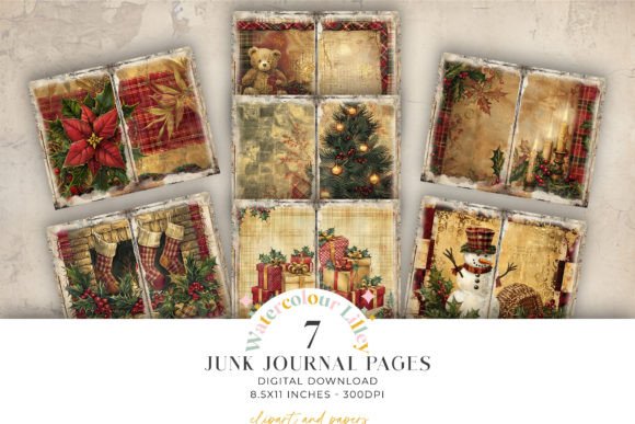 Christmas Junk Journal Paper Graphic Illustrations By Watercolour Lilley