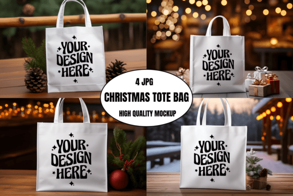 Christmas Tote Bag Mockup Grafika Makiety Produktów Przez Mockup Infinity
