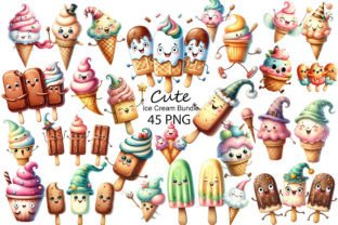 Cute Ice Cream Bundle Gráfico Ilustraciones Imprimibles Por Dreamy Art 1