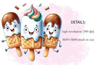 Cute Ice Cream Bundle Gráfico Ilustraciones Imprimibles Por Dreamy Art 2