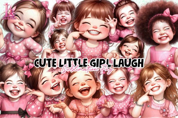 Cute Little Girl Laugh Clipart PNG Afbeelding Afdrukbare Illustraties Door Little Lady Design