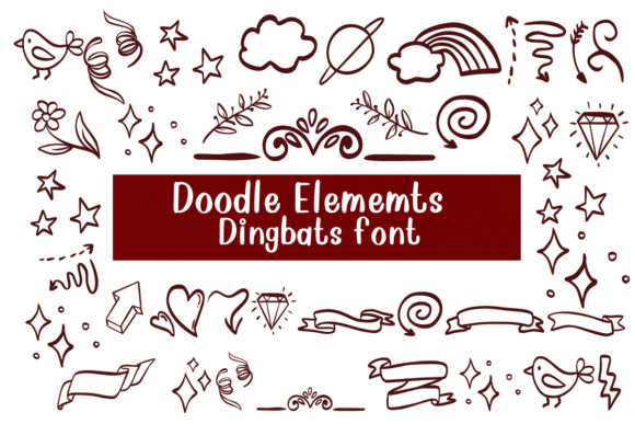 Doodle Elements Dingbats-Schriftarten Schriftart Von Nongyao