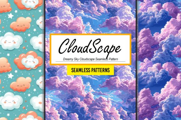 Dreamy Sky Cloudscape Seamless Pattern Graphic Patterns By Canvas Elegance