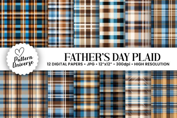 Father's Day Plaid Digital Papers Grafik Papier-Muster Von Pattern Universe