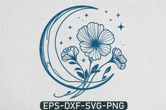Floral Moon Svg Crescent Moon, Boho Svg Graphic Crafts By uzzalroyy9706