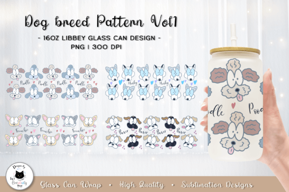 Funny Dog Patterns | Glass Can Wraps Graphic Crafts By Ivy’s Creativity House