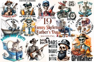 Funny Father's Day Skeleton Sublimation Graphic Illustrations By Cat Lady 1