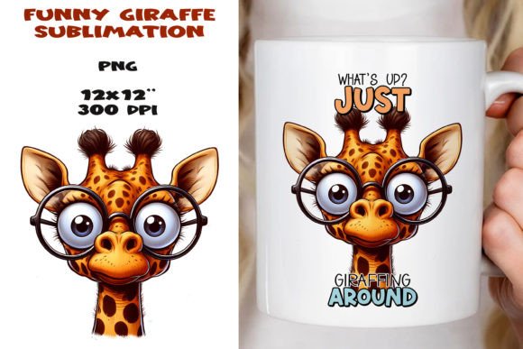 Funny Giraffe Sublimation PNG, 20 Oz. Graphic AI Illustrations By NadineStore