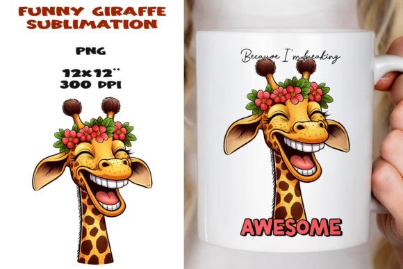Funny Giraffe Sublimation PNG, 20 Oz. Graphic AI Illustrations By NadineStore