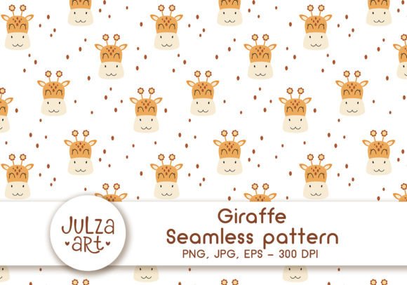 Giraffe Seamless Pattern, Retro Pattern Illustration Modèles de Papier Par JulzaArt