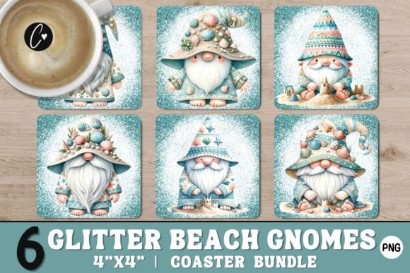 Glitter Beach Gnome Coaster Bundle Graphic Crafts By Christine Fleury