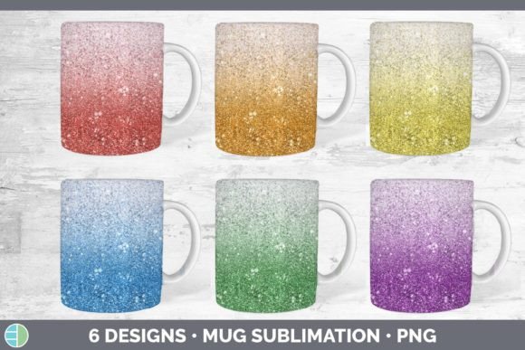 Glitter Ombre Rainbow Mug Wrap | Sublima Graphic AI Illustrations By Enliven Designs