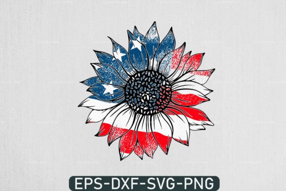 Patriotic Sunflower Svg, 4th of July Svg Graphic Crafts By uzzalroy9706