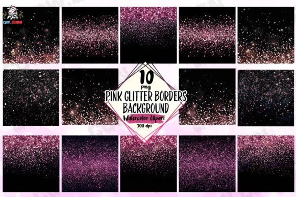 Pink Glitter Borders Background Clipart Graphic Illustrations By COW.design