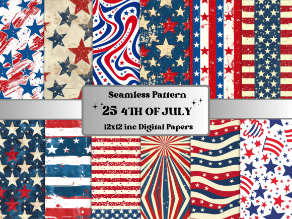 Seamless 4th of July Patriotic Pattern Grafik Papier-Muster Von giraffecreativestudio