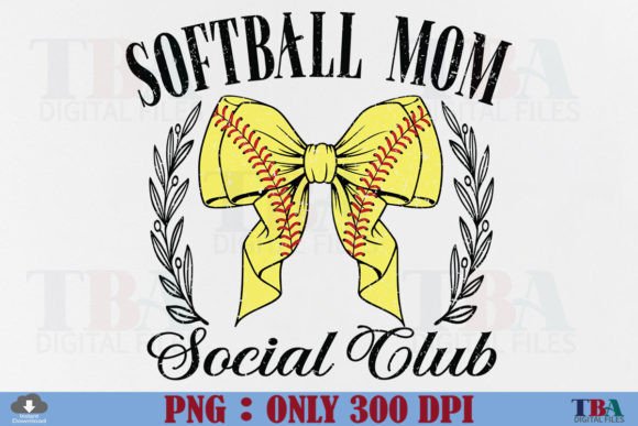 Softball Mom PNG Retro Mama Coquette Bow Graphic T-shirt Designs By TBA Digital Files