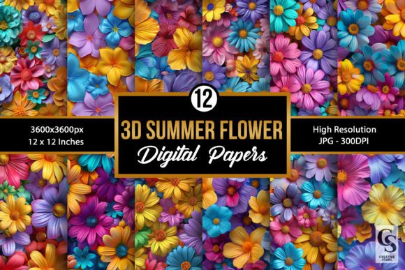 Summer 3D Flowers Seamless Patterns Graphic Patterns By Creative Store