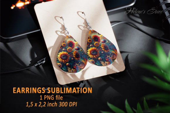 Vintage Teardrop Earring Sublimation PNG Graphic Crafts By Helene's store