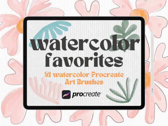 Watercolor Favorites Procreate Brushes Gráfico Pinceles Por HalieKStudio