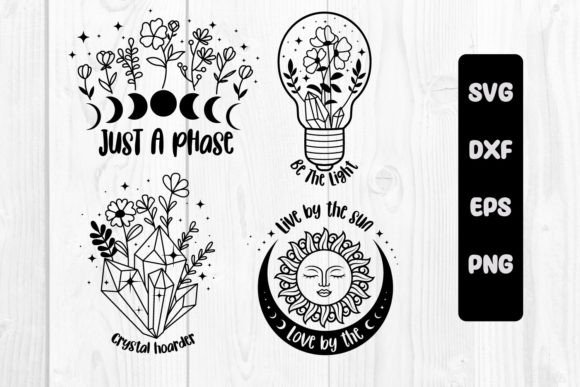 Wildflower, Celestial Svg, Moon Svg Graphic Print Templates By dadan_pm