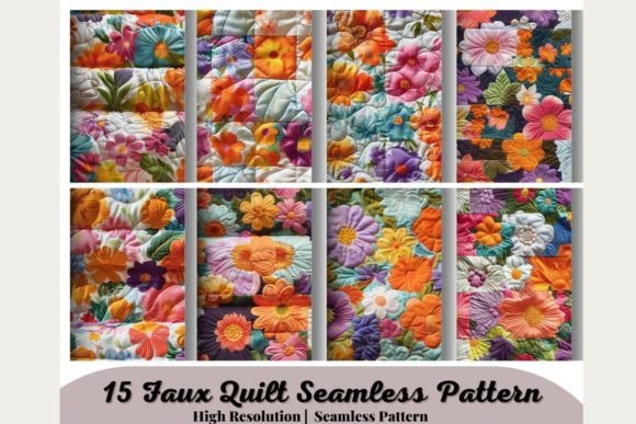 15 Faux Quilt Seamless Graphic AI Graphics By 99CentsCrafts