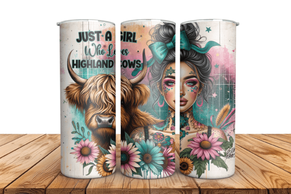 20oz Just a Girl Who Loves Cows Graphic Tumbler Wraps By murphysprintco