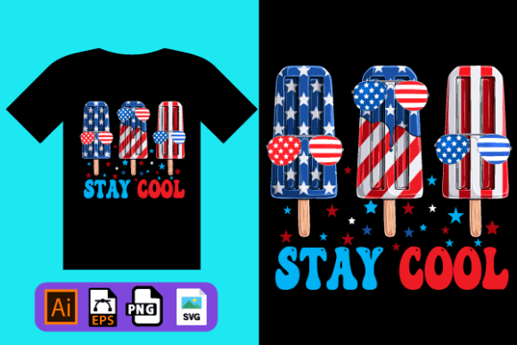 American Flag Peace Ice Cream Cool Graphic T-shirt Designs By MR Creation