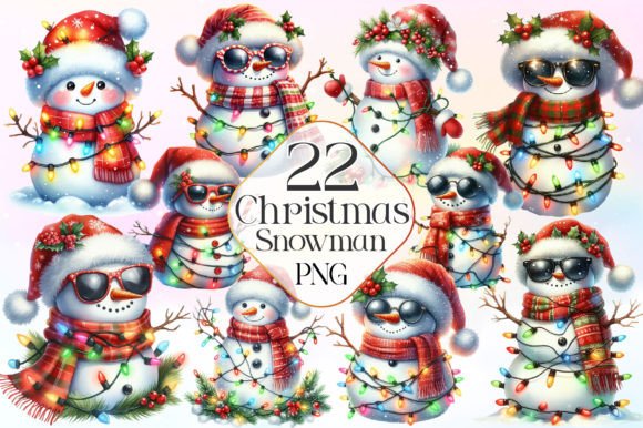 Christmas Snowman Clipart Bundle Afbeelding Afdrukbare Illustraties Door LiustoreCraft