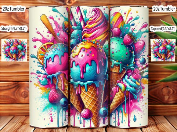 Colorful Ice Cream Tumbler Wrap Graphic Illustrations By IRSHOP