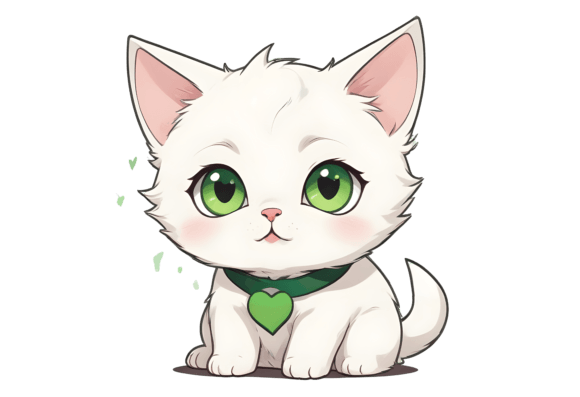 Cute Cat PNG Green 8 Graphic AI Transparent PNGs By yaseenbaigart