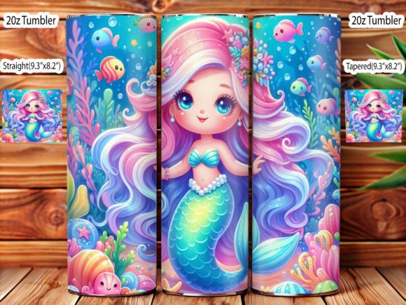 Cute Mermaid Tumbler Wrap Graphic Illustrations By IRSHOP