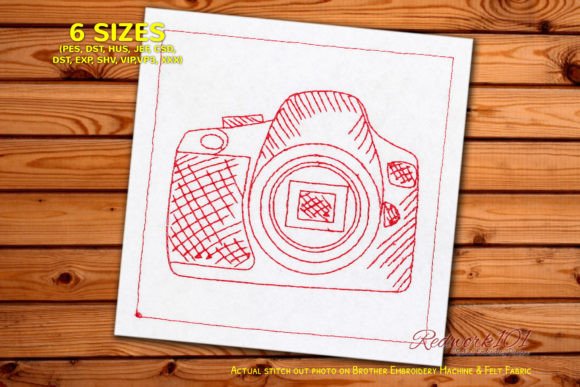 DSLR Camera Front View Lineart Design Work & Occupation Embroidery Design By Redwork101