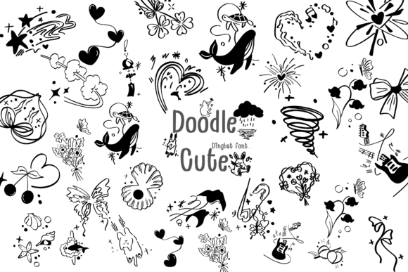 Doodle Cute Dingbats Font By Bee piyanuch
