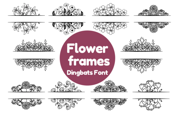 Flower Frames Dingbats-Schriftarten Schriftart Von Nun Sukhwan