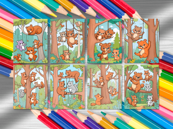 Forest Animal Fun Coloring Pages Graphic Coloring Pages & Books By DesignScape Arts