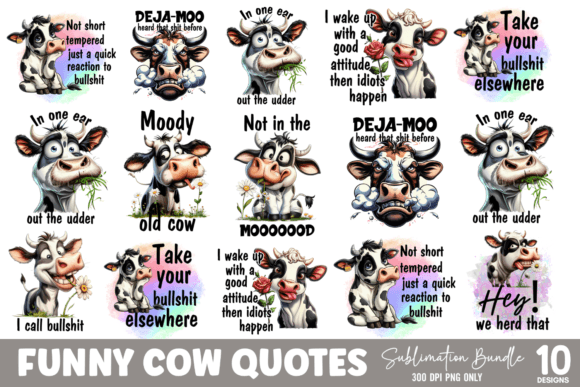 Funny Cow Sublimation Bundle Gráfico Diseños de Camisetas Por CraftArt