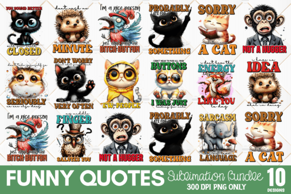 Funny Quotes Sublimation Bundle Graphic T-shirt Designs By CraftArt