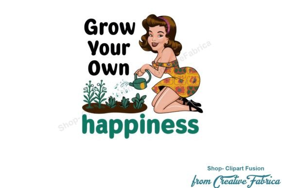 Garden Pin Up Girl Funny, Grow Your Own Grafika Ilustracje do Druku Przez Clipart Fusion