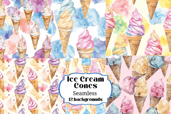 Ice Cream Cones Seamless Backgrounds Graphic Backgrounds By Laura Beth Love