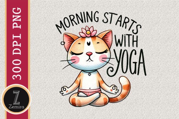 Morning Starts with Yoga Graphic Print Templates By Zemira