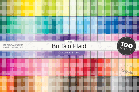 Tinted Buffalo Plaid 100 Digital Papers Grafik Papier-Muster Von ColoriveStudio