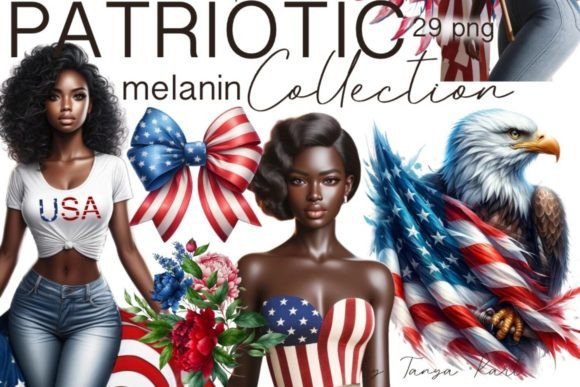 USA Black Woman Clipart Pack Grafica Illustrazioni Stampabili Di Tanya Kart