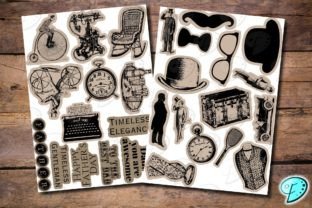 Vintage Gentleman Junk Journal Kit Grafik Hochwertige grafische Objekte Von Emily Designs 5