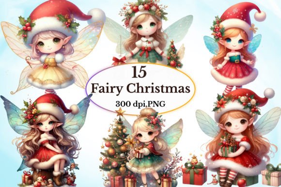 Watercolor Fairy Christmas Clipart Graphic Illustrations By craftvillage