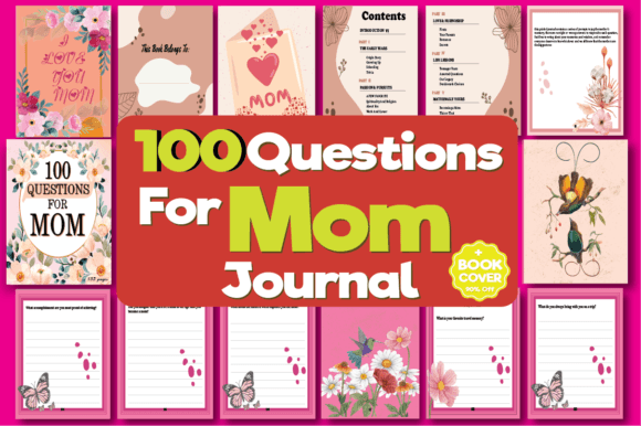 100 Questions for MOM Journal and Story Graphic KDP Interiors By YOOY